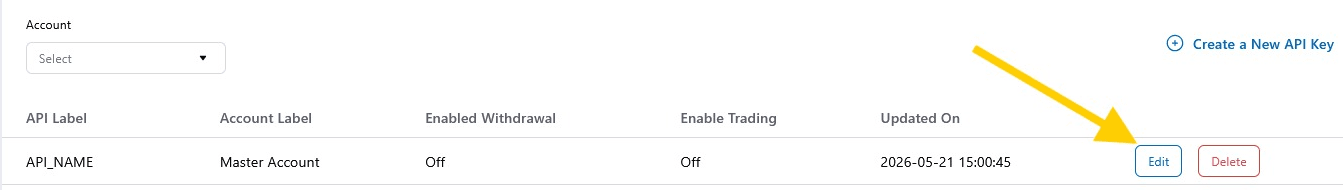 Crypto.com: Step 4: Edit the key permissions