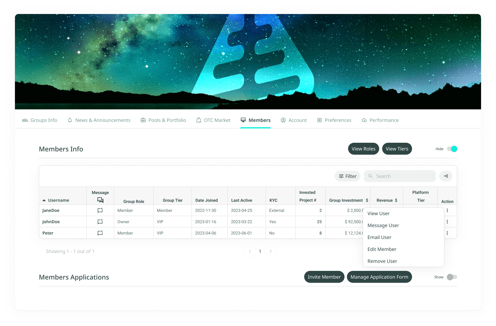 Group Members Tiers: Assign a Group Tier to a Member