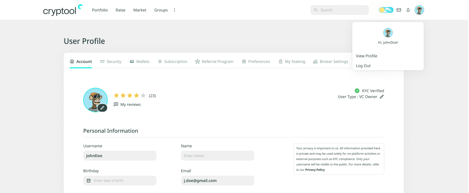 Setup Account: How to access your User Profile Account