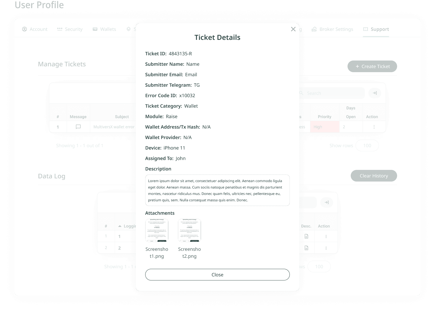User Support: How to view a ticket