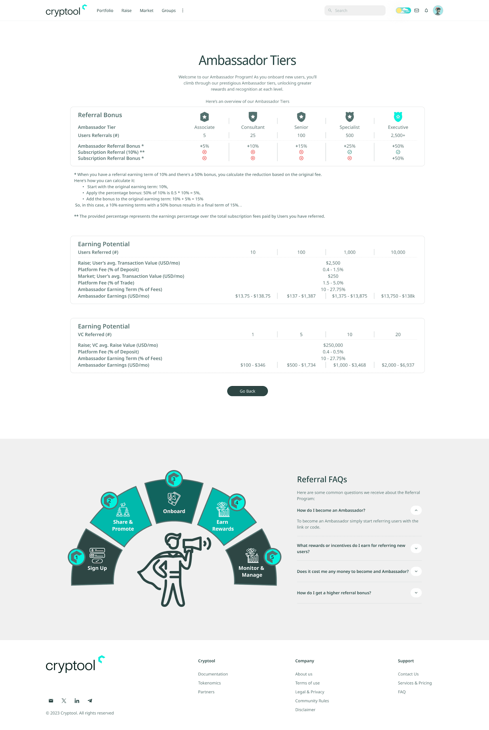 User Referral Program: How to view Ambassador Tiers